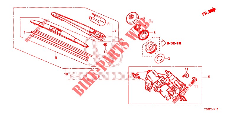 REAR WINDSHIELD WIPER  for Honda CIVIC TOURER DIESEL 1.6 COMFORT 5 Doors 6 speed manual 2016
