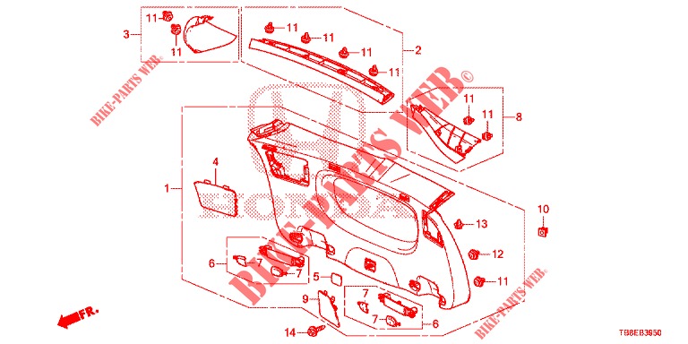 TAILGATE LINING/ REAR PANEL LINING (2D)  for Honda CIVIC TOURER DIESEL 1.6 COMFORT 5 Doors 6 speed manual 2016