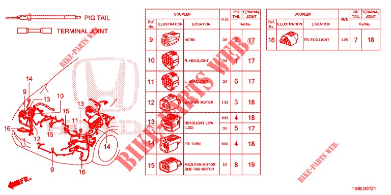 ELECTRICAL CONNECTORS (AVANT) (DIESEL) for Honda CIVIC TOURER DIESEL 1.6 STYLE NAVI 5 Doors 6 speed manual 2016