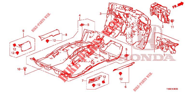 FLOOR MAT/INSULATOR  for Honda CIVIC TOURER DIESEL 1.6 STYLE NAVI 5 Doors 6 speed manual 2016