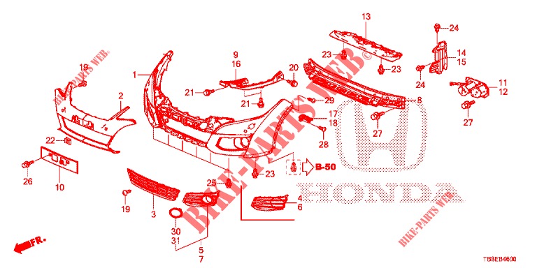 FRONT BUMPER  for Honda CIVIC TOURER DIESEL 1.6 STYLE NAVI 5 Doors 6 speed manual 2016