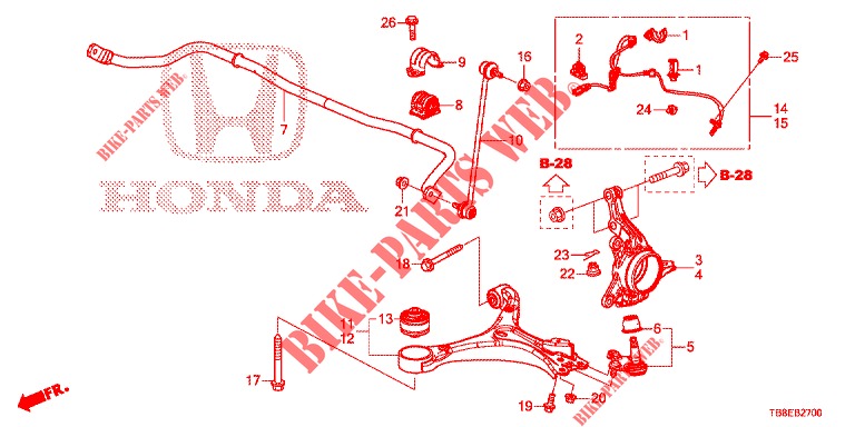 FRONT KNUCKLE  for Honda CIVIC TOURER DIESEL 1.6 STYLE NAVI 5 Doors 6 speed manual 2016