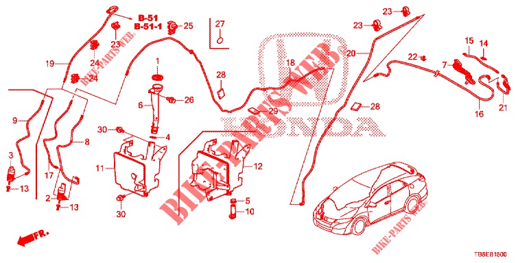 FRONT WINDSHIELD WASHER (2D)  for Honda CIVIC TOURER DIESEL 1.6 STYLE NAVI 5 Doors 6 speed manual 2016