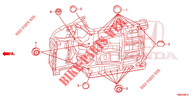 GROMMET (INFERIEUR) for Honda CIVIC TOURER DIESEL 1.6 STYLE NAVI 5 Doors 6 speed manual 2016