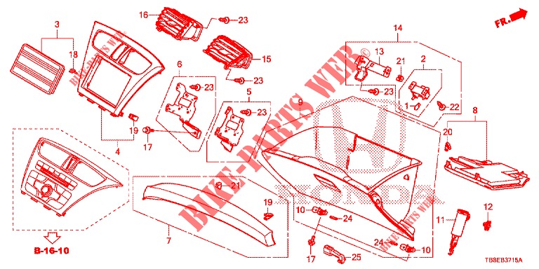 INSTRUMENT GARNISH (COTE DE PASSAGER) (LH) for Honda CIVIC TOURER DIESEL 1.6 STYLE NAVI 5 Doors 6 speed manual 2016