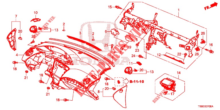 INSTRUMENT PANEL UPPER (LH) for Honda CIVIC TOURER DIESEL 1.6 STYLE NAVI 5 Doors 6 speed manual 2016