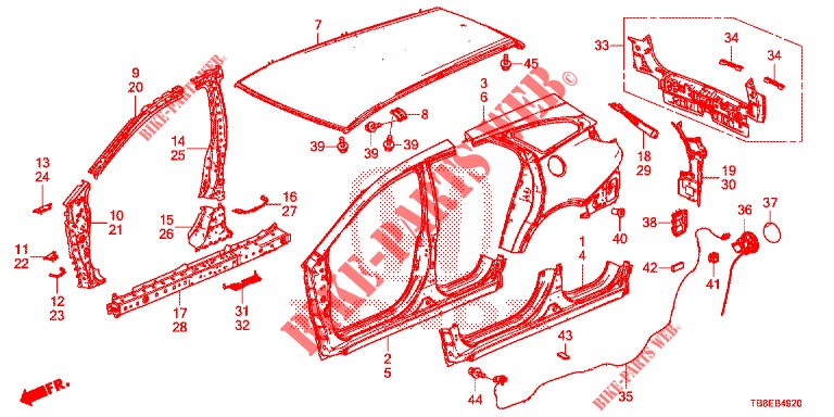 OUTER PANELS/REAR PANEL  for Honda CIVIC TOURER DIESEL 1.6 STYLE NAVI 5 Doors 6 speed manual 2016