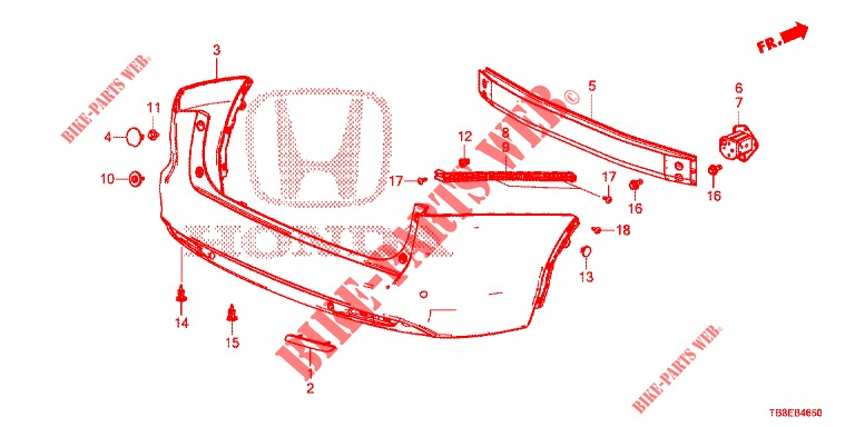 REAR BUMPER  for Honda CIVIC TOURER DIESEL 1.6 STYLE NAVI 5 Doors 6 speed manual 2016
