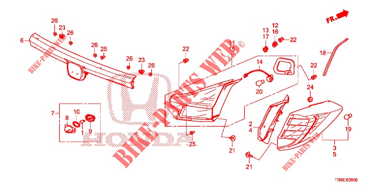 TAILLIGHT/LICENSE LIGHT (PGM FI)  for Honda CIVIC TOURER DIESEL 1.6 STYLE NAVI 5 Doors 6 speed manual 2016