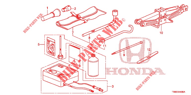 TOOLS/JACK  for Honda CIVIC TOURER DIESEL 1.6 STYLE NAVI 5 Doors 6 speed manual 2016
