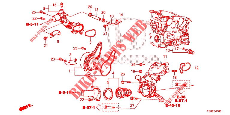 WATER PUMP/THERMOSTAT (DIESEL) for Honda CIVIC TOURER DIESEL 1.6 STYLE NAVI 5 Doors 6 speed manual 2016