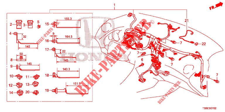 WIRE HARNESS (2) (LH) for Honda CIVIC TOURER DIESEL 1.6 STYLE NAVI 5 Doors 6 speed manual 2016