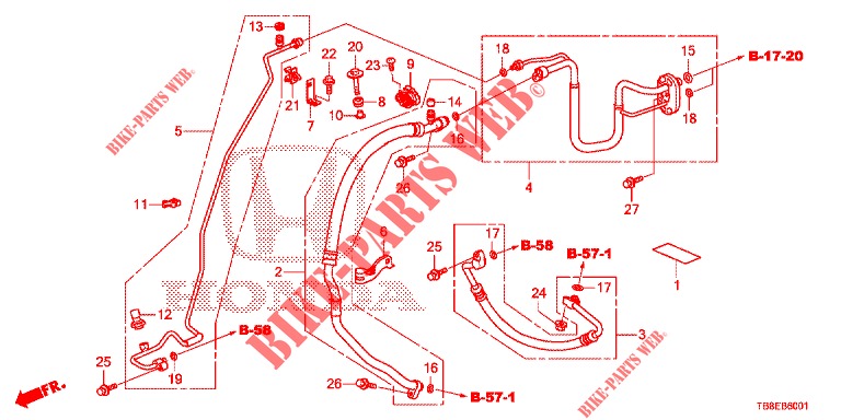 AIR CONDITIONER (FLEXIBLES/TUYAUX) (DIESEL) (LH) for Honda CIVIC TOURER DIESEL 1.6 EXECUTIVE 5 Doors 6 speed manual 2016