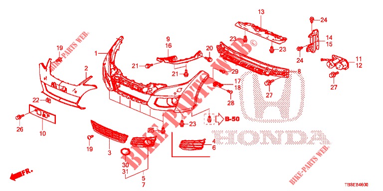 FRONT BUMPER  for Honda CIVIC TOURER DIESEL 1.6 EXECUTIVE 5 Doors 6 speed manual 2016