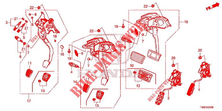 PEDAL (LH) for Honda CIVIC TOURER DIESEL 1.6 EXECUTIVE 5 Doors 6 speed manual 2016