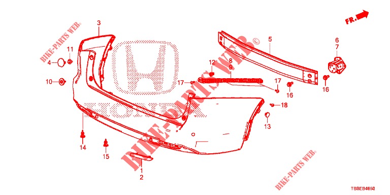 REAR BUMPER  for Honda CIVIC TOURER DIESEL 1.6 EXECUTIVE 5 Doors 6 speed manual 2016
