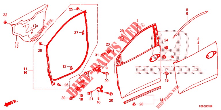 FRONT DOOR PANELS (2D)  for Honda CIVIC TOURER DIESEL 1.6 LIFSTYLE 5 Doors 6 speed manual 2016