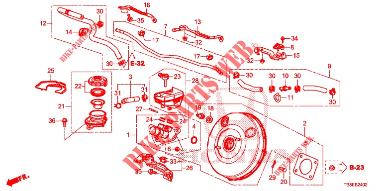 BRAKE MASTER CYLINDER/MAS TER POWER (LH) (DIESEL) for Honda CIVIC TOURER DIESEL 1.6 S 5 Doors 6 speed manual 2016
