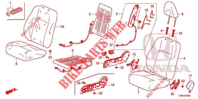 FRONT SEAT/SEATBELTS (D.) (1) for Honda CIVIC TOURER DIESEL 1.6 S 5 Doors 6 speed manual 2016