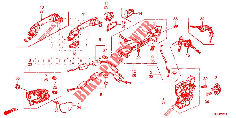FRONT DOOR LOCKS/OUTER HA NDLE  for Honda CIVIC TOURER 1.8 COMFORT 5 Doors 6 speed manual 2016