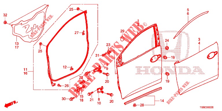 FRONT DOOR PANELS (2D)  for Honda CIVIC TOURER 1.8 COMFORT 5 Doors 6 speed manual 2016