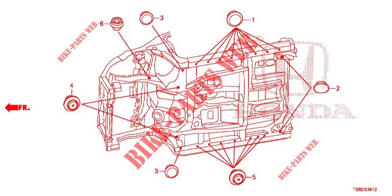 GROMMET (INFERIEUR) for Honda CIVIC TOURER 1.8 COMFORT 5 Doors 6 speed manual 2016