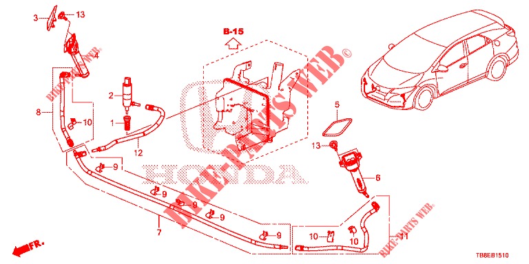 HEADLIGHT WASHER (S)  for Honda CIVIC TOURER 1.8 COMFORT 5 Doors 6 speed manual 2016