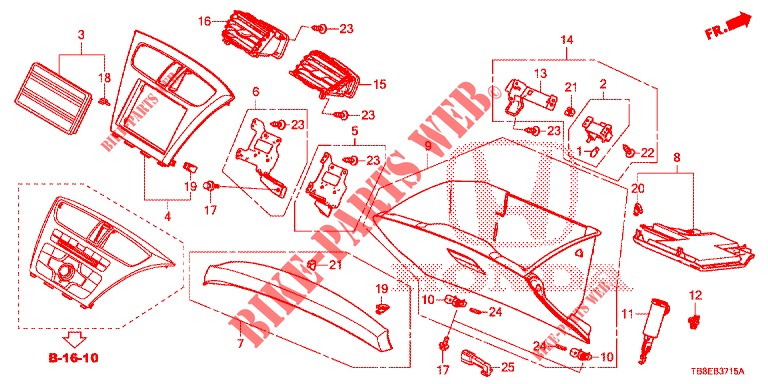 INSTRUMENT GARNISH (COTE DE PASSAGER) (LH) for Honda CIVIC TOURER 1.8 COMFORT 5 Doors 6 speed manual 2016