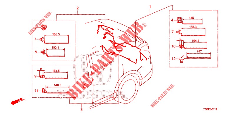 WIRE HARNESS (7) for Honda CIVIC TOURER 1.8 COMFORT 5 Doors 6 speed manual 2016