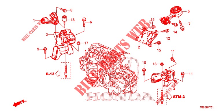 ENGINE MOUNTS (AT) for Honda CIVIC TOURER 1.8 EXECUTIVE NAVI 5 Doors 5 speed automatic 2016