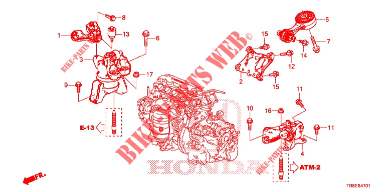 ENGINE MOUNTS (AT) for Honda CIVIC TOURER 1.8 LIFESTYLE 5 Doors 5 speed automatic 2016