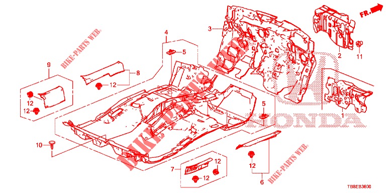 FLOOR MAT/INSULATOR  for Honda CIVIC TOURER 1.8 LIFESTYLE 5 Doors 5 speed automatic 2016