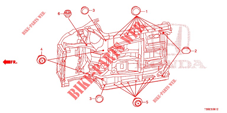GROMMET (INFERIEUR) for Honda CIVIC TOURER 1.8 LIFESTYLE 5 Doors 5 speed automatic 2016