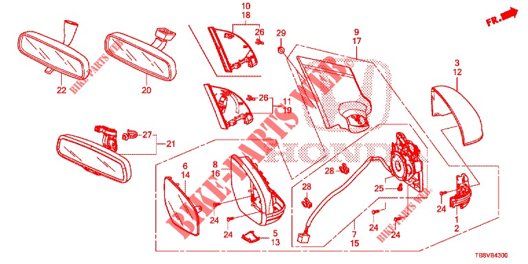 MIRROR/SUNVISOR  for Honda CIVIC TOURER DIESEL 1.6 COMFORT 5 Doors 6 speed manual 2017
