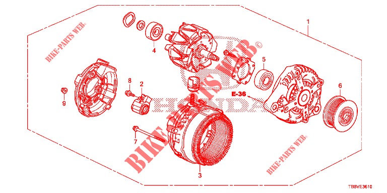 ALTERNATOR (DIESEL) (DENSO) for Honda CIVIC TOURER DIESEL 1.6 ELEGANCE 5 Doors 6 speed manual 2017