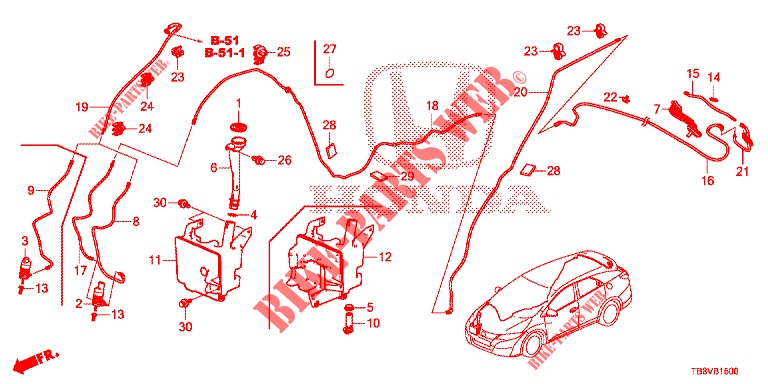 FRONT WINDSHIELD WASHER (2D)  for Honda CIVIC TOURER DIESEL 1.6 ELEGANCE 5 Doors 6 speed manual 2017