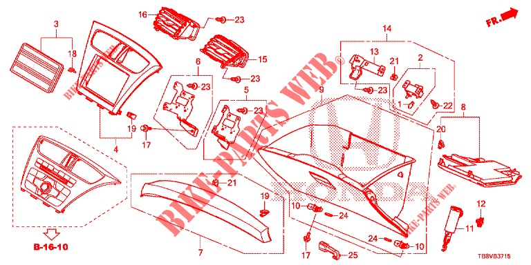 INSTRUMENT GARNISH (COTE DE PASSAGER) (LH) for Honda CIVIC TOURER DIESEL 1.6 ELEGANCE 5 Doors 6 speed manual 2017