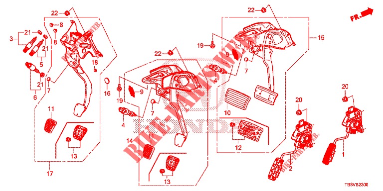 PEDAL (LH) for Honda CIVIC TOURER DIESEL 1.6 ELEGANCE 5 Doors 6 speed manual 2017