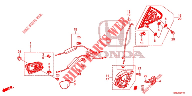 REAR DOOR LOCKS/OUTER HAN DLE  for Honda CIVIC TOURER DIESEL 1.6 ELEGANCE 5 Doors 6 speed manual 2017