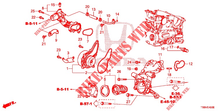 WATER PUMP/THERMOSTAT (DIESEL) for Honda CIVIC TOURER DIESEL 1.6 ELEGANCE 5 Doors 6 speed manual 2017