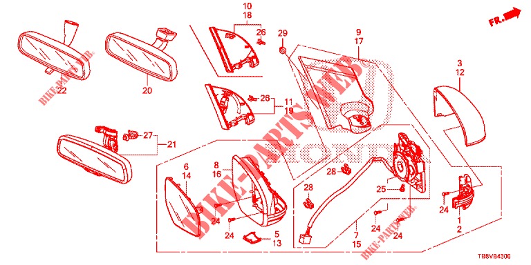 MIRROR/SUNVISOR  for Honda CIVIC TOURER DIESEL 1.6 ELEGANCE L 5 Doors 6 speed manual 2017
