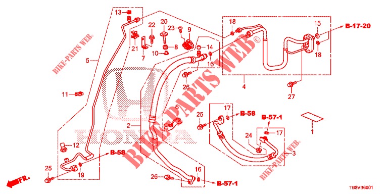 AIR CONDITIONER (FLEXIBLES/TUYAUX) (DIESEL) (LH) for Honda CIVIC TOURER DIESEL 1.6 SPORT NAVI 5 Doors 6 speed manual 2017