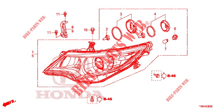 HEADLIGHT  for Honda CIVIC TOURER DIESEL 1.6 SPORT NAVI 5 Doors 6 speed manual 2017