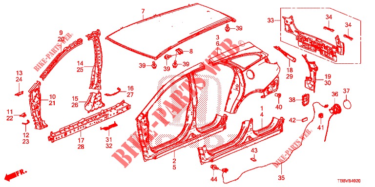 OUTER PANELS/REAR PANEL  for Honda CIVIC TOURER DIESEL 1.6 SPORT NAVI 5 Doors 6 speed manual 2017