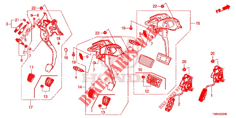 PEDAL (LH) for Honda CIVIC TOURER DIESEL 1.6 SPORT NAVI 5 Doors 6 speed manual 2017