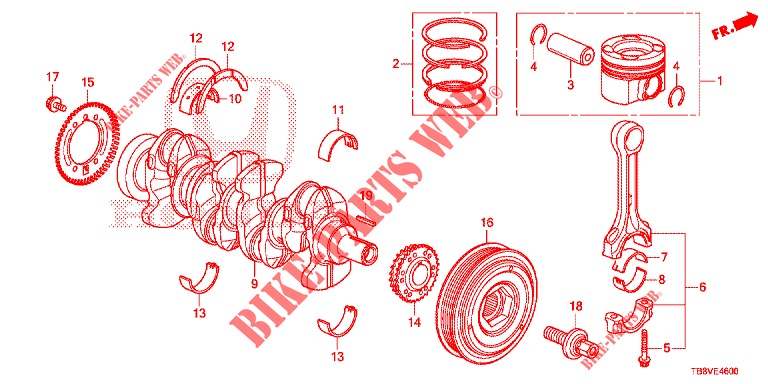 CRANKSHAFT/PISTON (DIESEL) for Honda CIVIC TOURER DIESEL 1.6 LIFSTYLE 5 Doors 6 speed manual 2017
