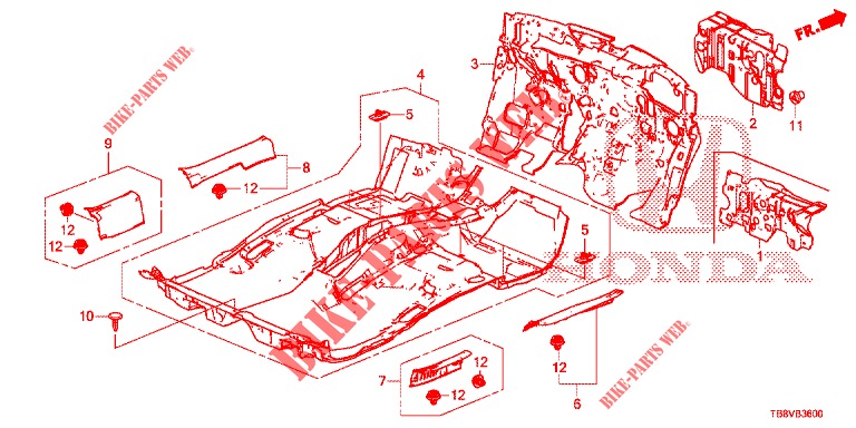 FLOOR MAT/INSULATOR  for Honda CIVIC TOURER DIESEL 1.6 LIFSTYLE 5 Doors 6 speed manual 2017