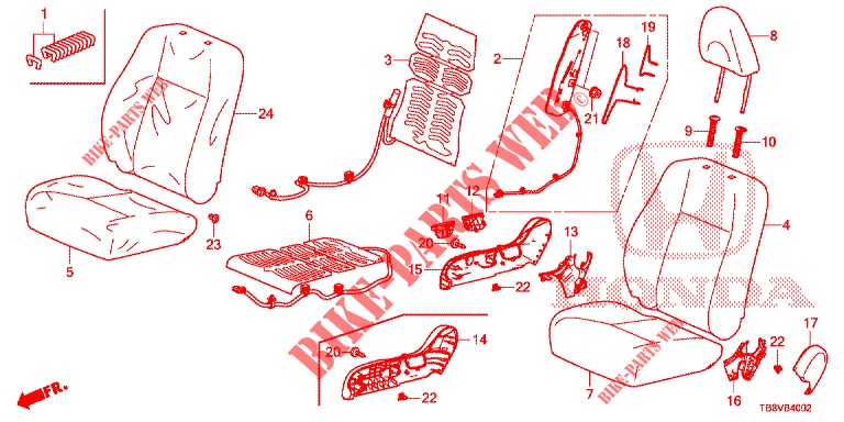 FRONT SEAT/SEATBELTS (D.) (1) for Honda CIVIC TOURER DIESEL 1.6 LIFSTYLE 5 Doors 6 speed manual 2017