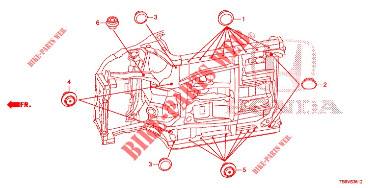 GROMMET (INFERIEUR) for Honda CIVIC TOURER DIESEL 1.6 LIFSTYLE 5 Doors 6 speed manual 2017