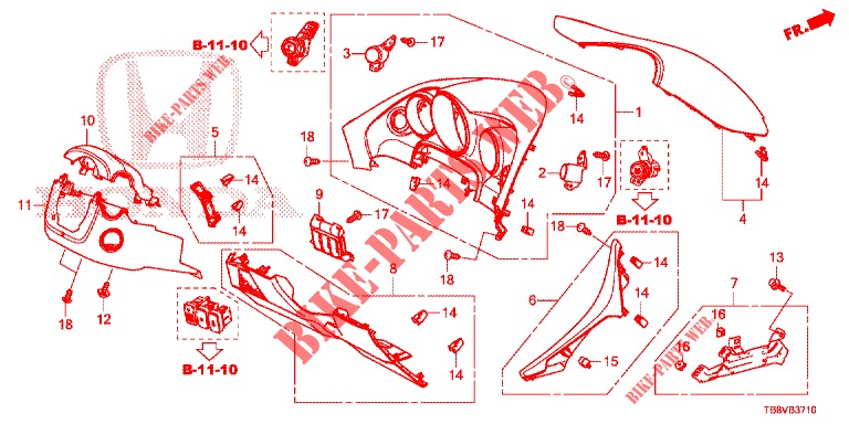 INSTRUMENT GARNISH (COTE DE CONDUCTEUR) (LH) for Honda CIVIC TOURER DIESEL 1.6 LIFSTYLE 5 Doors 6 speed manual 2017